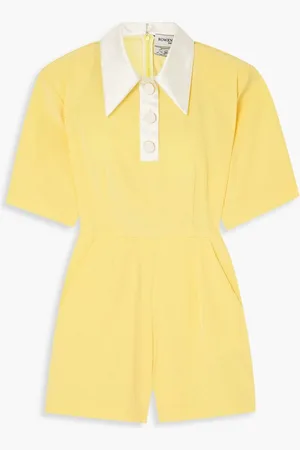 Rowen Rose Satin-trimmed cady playsuit
