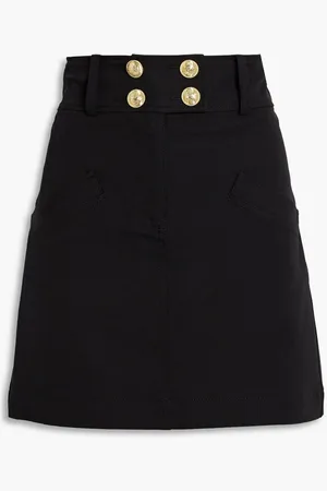 Derek Lam Button-embellished cotton-blend mini skirt