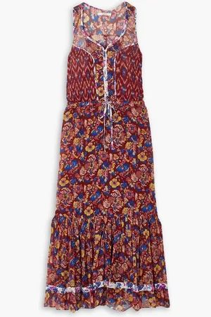 Marant Etoile Randia floral-print georgette maxi dress - Burgundy