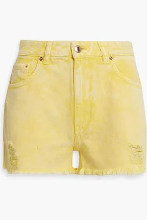 Retrofete Suzi distressed denim shorts - Yellow
