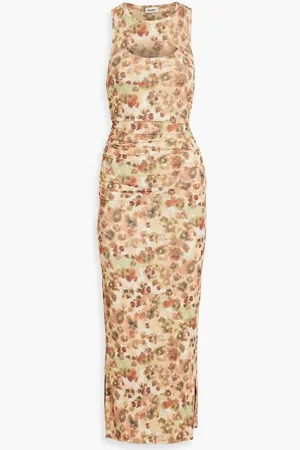 Nanushka Rilo ruched printed jersey midi dress - Orange