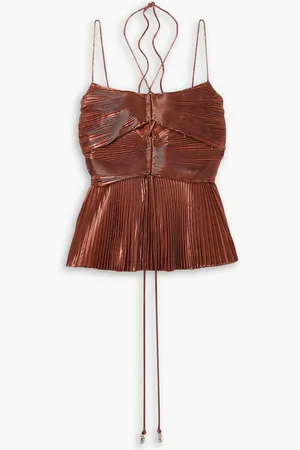 Altuzarra Justin cutout plissé-lamé halterneck top - Metallic