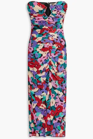 Nicholas Strapless floral-print stretch-mesh midi dress