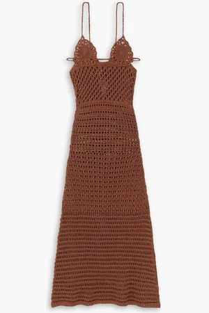 Alanui Mother Nature crocheted cotton maxi dress - Brown