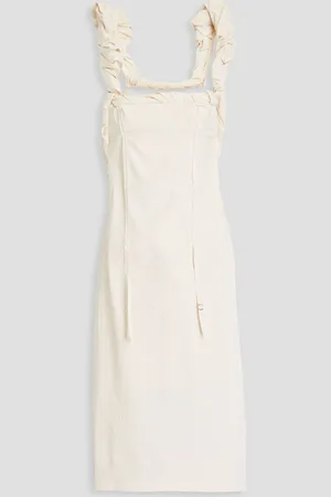Jacquemus Crema twisted cotton-piqué dress - White