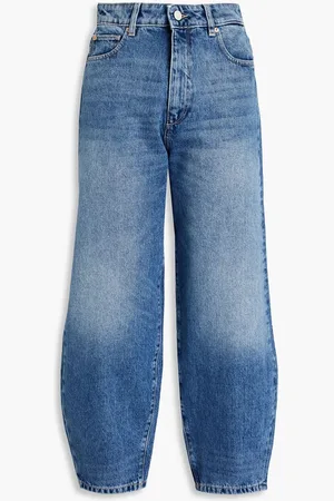 DL1961 Miro cropped faded high-rise tapered jeans - Blue