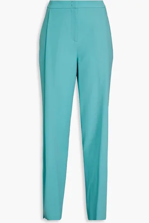 Emporio Armani Pleated crepe tapered pants - Blue