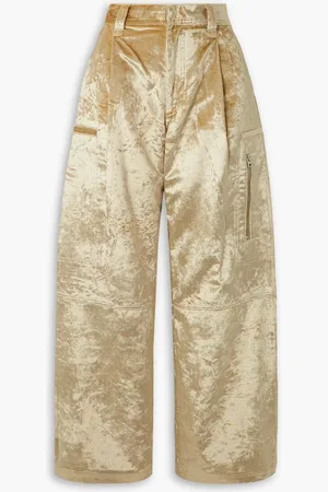 Ami Crushed-velvet wide-leg cargo pants - Neutral