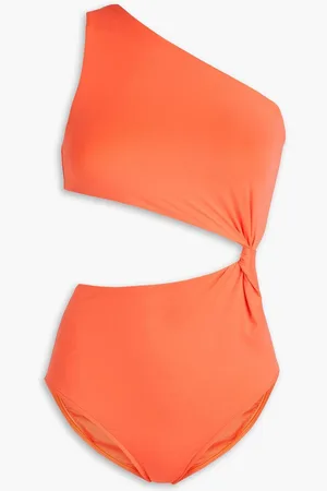 Bondi Born Zuri one-shoulder cutout knotted swimsuit - Orange