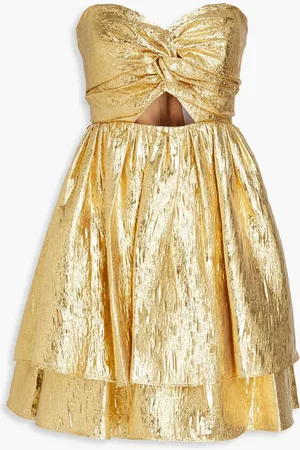Carolina Herrera Cutout Plissé silk-georgette gown - Metallic