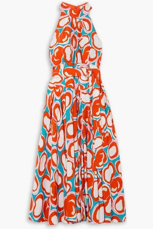 Diane von Furstenberg Nicola belted printed crepe midi dress
