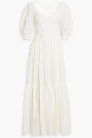 Simkhai Wilder tiered gathered cotton-blend gauze maxi dress - White
