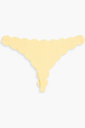 Marysia North scalloped seersucker bikini briefs - Yellow