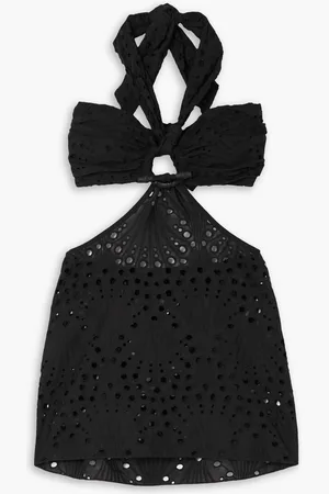 JOHANNA ORTIZ Uncu cutout broderie anglaise cotton halterneck mini dress