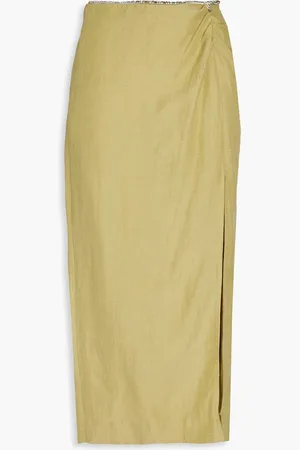Sandro Crystal-embellished woven midi skirt - Green
