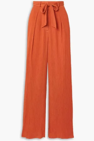 GABRIELA HEARST Thomazia cotton and silk-blend crepon wide-leg pants - Orange