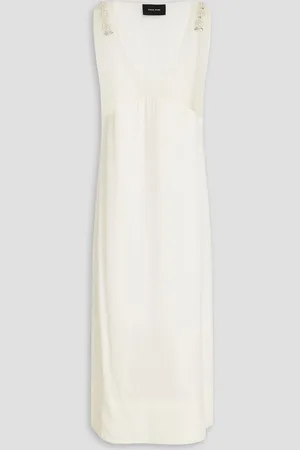 Simone Rocha Embellished tulle-paneled crepe de chine midi dress - White