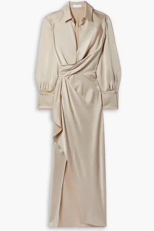 Simkhai Talita wrap-effect draped satin maxi dress - Neutral
