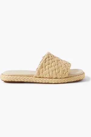 Vince Rumi woven faux raffia slides - Neutral