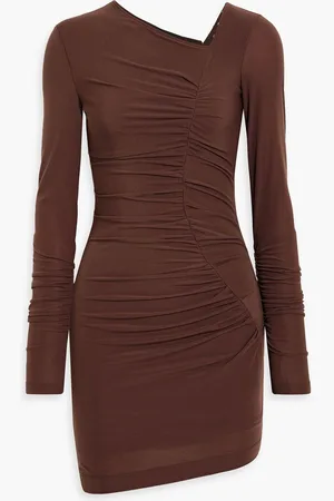 Helmut Lang Ruched jersey mini dress - Brown