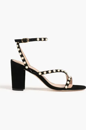 Stuart Weitzman Dancer Pearl 80 embellished suede sandals