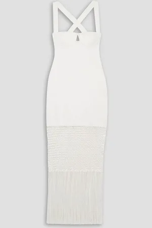 GALVAN Diana fringed knitted maxi dress