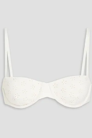 Peony Broderie anglaise underwired balconette bikini top - White
