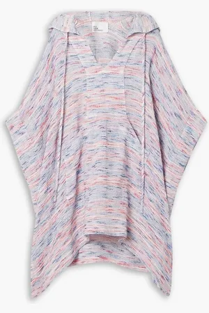 Lisa Marie Fernandez Hooded striped crinkled linen-blend pocho