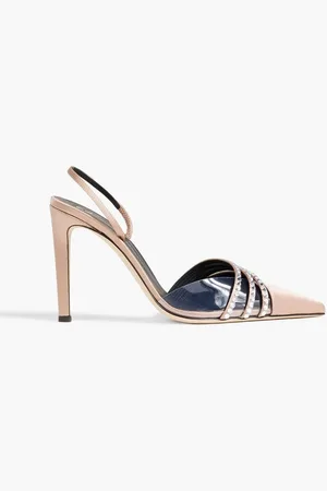 Giuseppe Zanotti Audrine embellished satin and PVC slingback pumps - Pink
