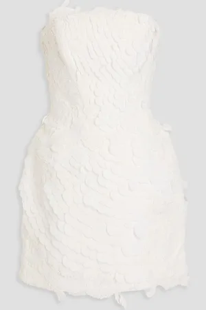 ZIMMERMANN Strapless embellished cotton and linen-blend gauze mini dress - White