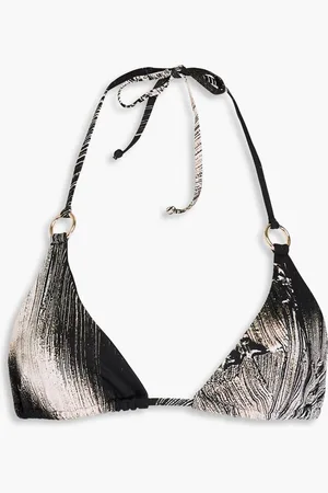 Louisa Ballou Embellished printed triangle halterneck bikini top