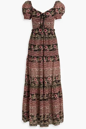 ALICE+OLIVIA Alice Olivia - Andrea tiered cotton and silk-blend maxi dress - Pink