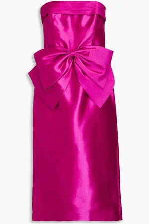 ZAC Zac Posen Strapless bow-detailed duchesse-satin midi dress - Purple