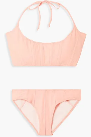 Lisa Marie Fernandez Corset stretch-crepe halterneck bikini - Orange