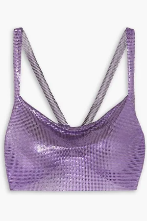 FANNIE SCHIAVONI Hailey cropped draped chainmail top - Purple