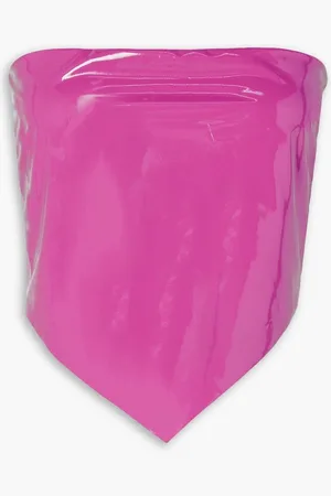 ROTATE Angie strapless cropped coated top - Pink