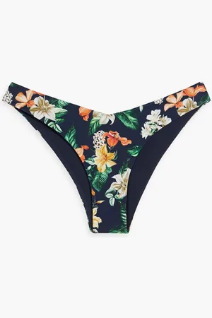 ONIA Floral-print low-rise bikini briefs - Blue