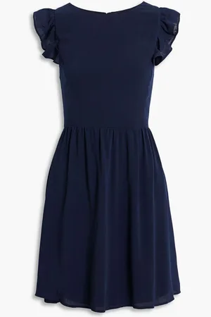 DKNY Gathered crepon mini dress - Blue