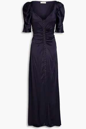 by Ti Mo Ruched satin-crepe maxi dress - Blue