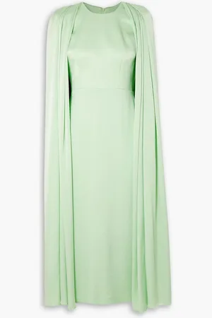 ALEX PERRY Beckett cape-effect satin-crepe midi dress - Green