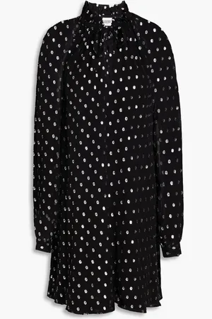 Claudie Pierlot Polka-dot metallic fil coupé crepon mini dress