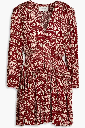 Bash Kimy printed crepe de chine mini dress - Red