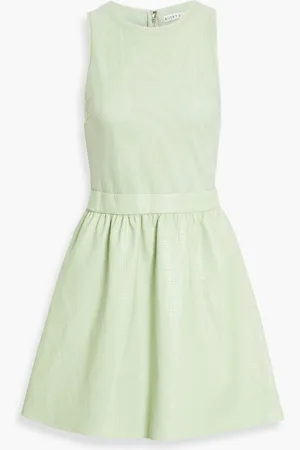 ALICE+OLIVIA Alice Olivia - Chara mesh-paneled faux croc-effect leather mini dress - Green
