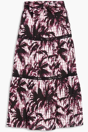 Diane von Furstenberg Lucia crochet-trimmed tiered cotton midi skirt