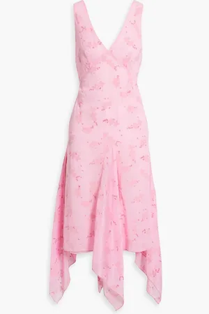 Anna Sui Glittered flocked georgette midi dress - Pink
