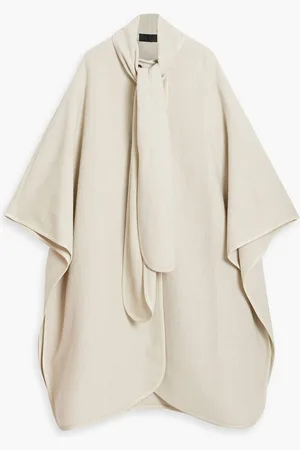 NILI LOTAN Virginia herringbone alpaca and wool-blend cape - White