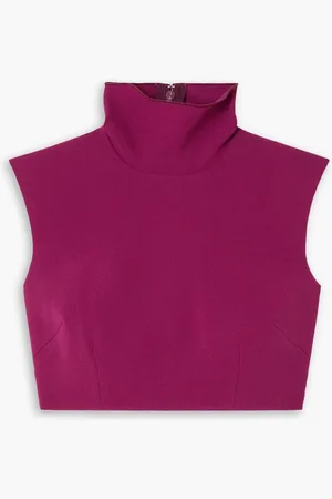 ALEX PERRY Blake cropped crepe turtleneck top - Purple
