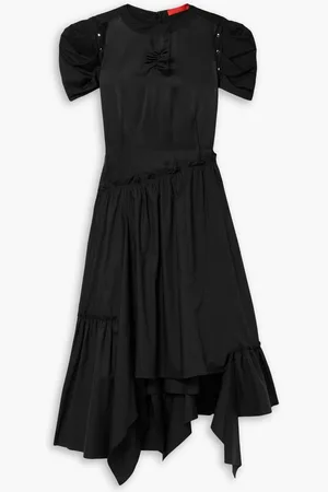 Commission Canyon asymmetric paneled silk-satin and cotton-blend poplin dress