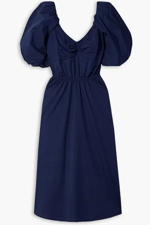 Jason Wu Gathered cotton-blend midi dress - Blue