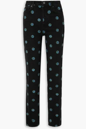 Reformation Earth embroidered high-rise straight-leg jeans